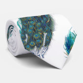 Blauwe pacock met prachtige staartwaren stropdas (Opgerold)