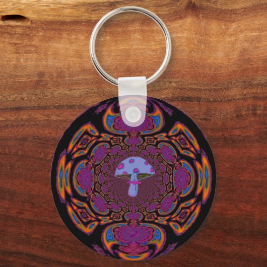 Blauwe paddenstoel #12 sleutelhanger (Voorkant)