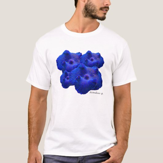 Blauwe paddenstoel, Actinodiscus sp. koraal T-shirt (Voorkant)