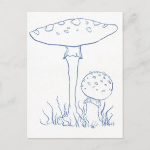 Blauwe paddenstoelen briefkaart