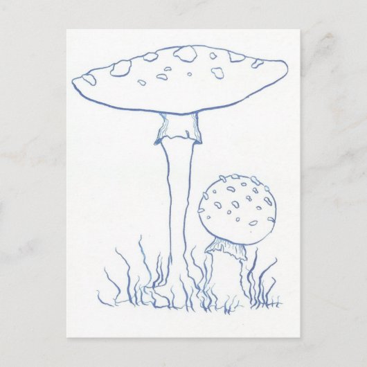 Blauwe paddenstoelen briefkaart (Voorkant)