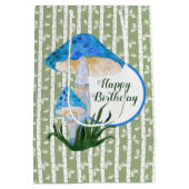 Blauwe paddenstoelen op Aspen Birthday Medium Cadeauzakje (Achterkant)