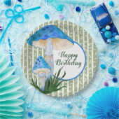 Blauwe paddenstoelen op Aspen Birthday Papieren Bordje (Feest)