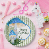 Blauwe paddenstoelen op Aspen Birthday Papieren Bordje (Feest)
