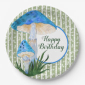 Blauwe paddenstoelen op Aspen Birthday Papieren Bordje (Voorkant)