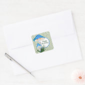 Blauwe paddenstoelen op Aspen Birthday Vierkante Sticker (Envelop)