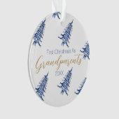 Blauwe Pagoda Kerstboom "Eerste Kerstdag" Ornament (voorkant)