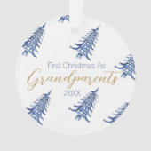 Blauwe Pagoda Kerstboom "Eerste Kerstdag" Ornament (voorkant)