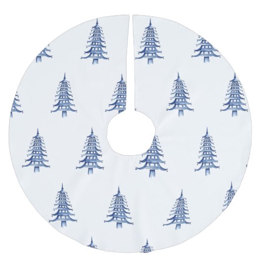 Blauwe Pagoda Kerstboom Patroon Tree Rok Kerstboom Rok (Voorkant)