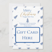 Blauwe Pagode Kerstboom Cadeaukaarthouder Kaart (Voorkant)