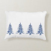 Blauwe Pagode Kerstboom Mijnheer en Mevrouw Accent Kussen (Achterkant)