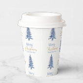 Blauwe pagode kerstboom patroon papieren bekers (Rechts)