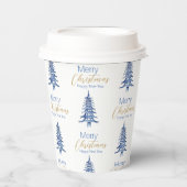 Blauwe pagode kerstboom patroon papieren bekers (Voorkant)