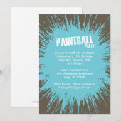 Blauwe Paintball Splatter Party - Uitnodigingen (Voorkant / Achterkant)