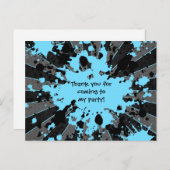 Blauwe paintball verjaardag briefkaart (Voorkant / Achterkant)