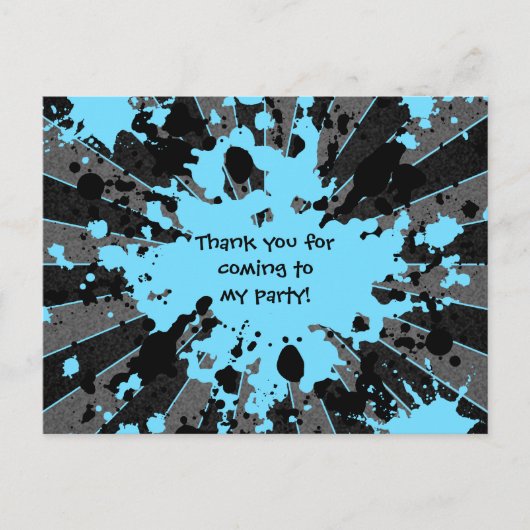 Blauwe paintball verjaardag briefkaart (Voorkant)