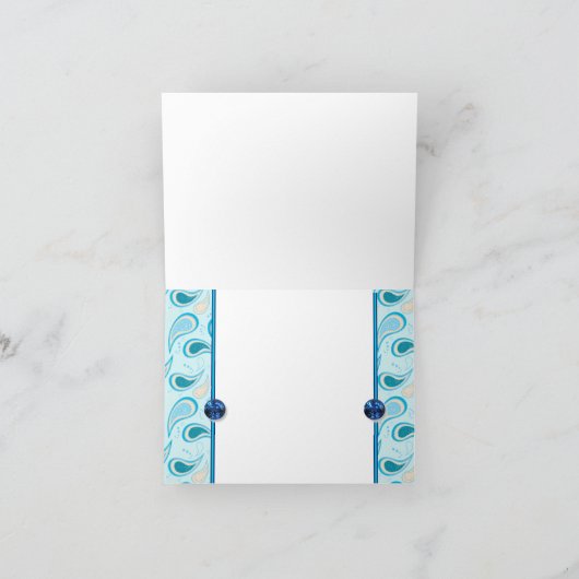 BLAUWE PAISLEY BRUILOFT NOTITIEKAARTEN (Binnen)