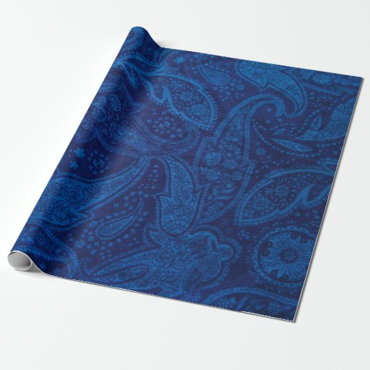 Blauwe paisley cadeaupapier (Uitgerold)