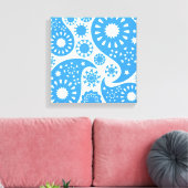 Blauwe Paisley. Canvas Afdruk (Insitu (Woonkamer))
