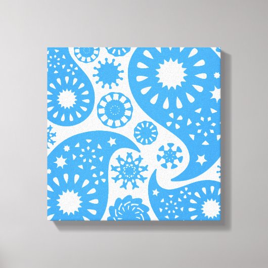 Blauwe Paisley. Canvas Afdruk (Voorkant)