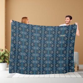 Blauwe Paisley-deken met strepen van Poet Adiela A Fleece Deken