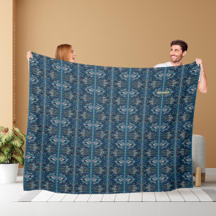Blauwe Paisley-deken met strepen van Poet Adiela A Fleece Deken