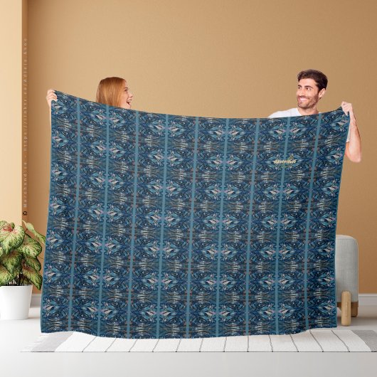 Blauwe Paisley-deken met strepen van Poet Adiela A Fleece Deken