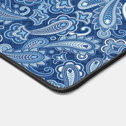 Blauwe Paisley Desk Mat (Hoek)