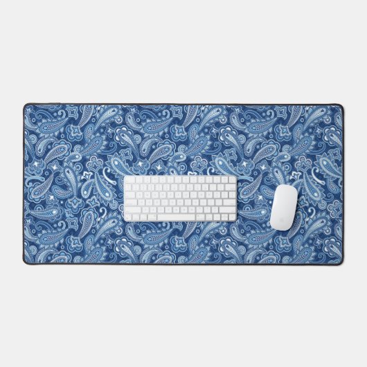 Blauwe Paisley Desk Mat (Keyboard & Muis)