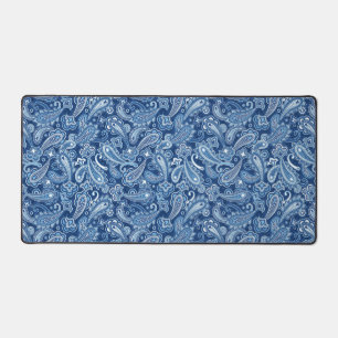 Blauwe Paisley Desk Mat