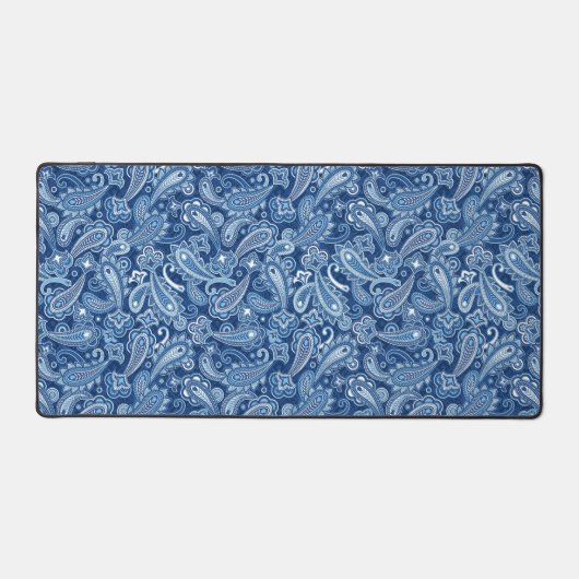Blauwe Paisley Desk Mat (Voorkant)