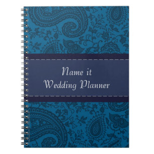 Blauwe paisley Indian Damask Wedding Planner Notitieboek