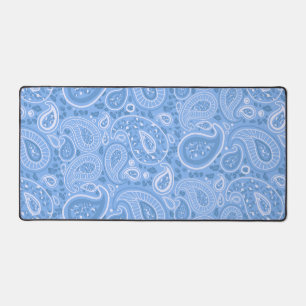 Blauwe Paisley Leopard Desk Mat