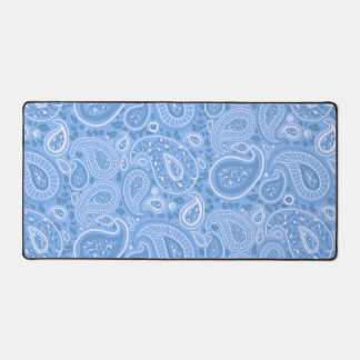 Blauwe Paisley Leopard Desk Mat