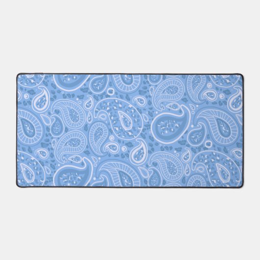 Blauwe Paisley Leopard Desk Mat (Voorkant)