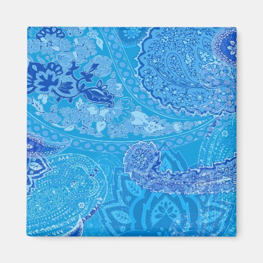 Blauwe Paisley magneet (Voorkant)