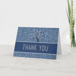 Blauwe Paisley met eikenboom Bedankkaart