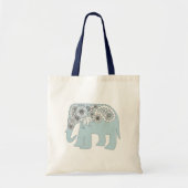 Blauwe Paisley Olifant Boho Chic Tote Bag (Voorkant)