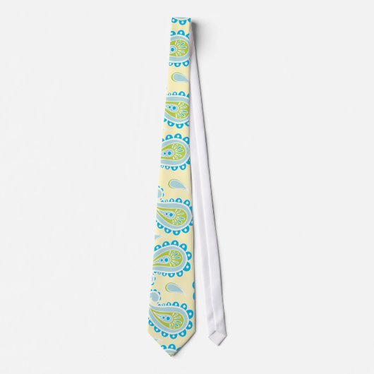 Blauwe paisley op geel stropdas (Voorkant)