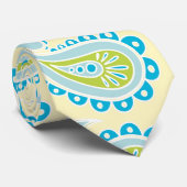 Blauwe paisley op geel stropdas (Opgerold)
