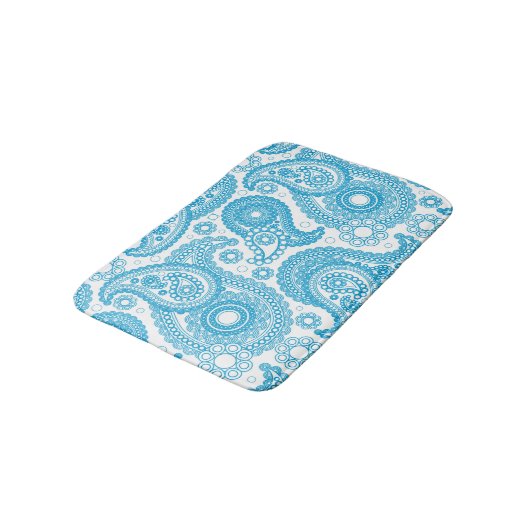 Blauwe Paisley op witte achtergrond Badmat (Gekanteld)