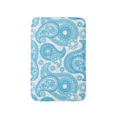 Blauwe Paisley op witte achtergrond Badmat (Voorkant Verticaal)