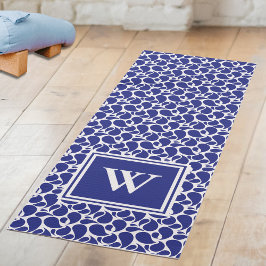 Blauwe Paisley op Witte Patroon Yoga Mat