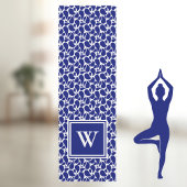 Blauwe Paisley op Witte Patroon Yoga Mat