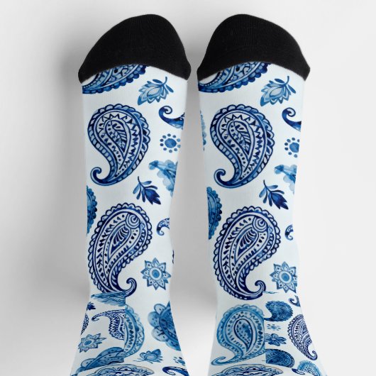 Blauwe Paisley-sokken voor vrouwen Sokken (Top)