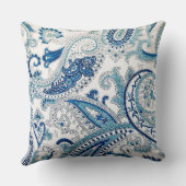 Blauwe Paisley Worpkussen Kussen (Achterkant)