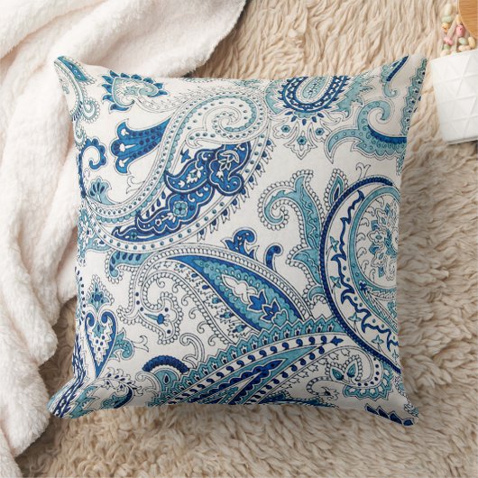 Blauwe Paisley Worpkussen Kussen (Deken)