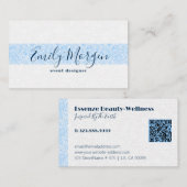 Blauwe paisleyband op witte achtergrond visitekaartje (Voorkant / Achterkant)