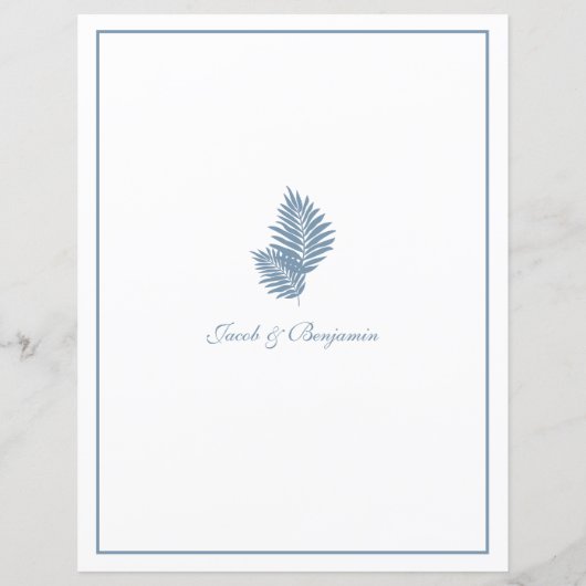 Blauwe Palm Aangepaste Bruiloft 8.5x11 Cocktail Me (Achterkant)