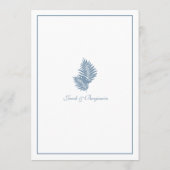 Blauwe Palm Bruiloft Menu 5"X7" (Achterkant)